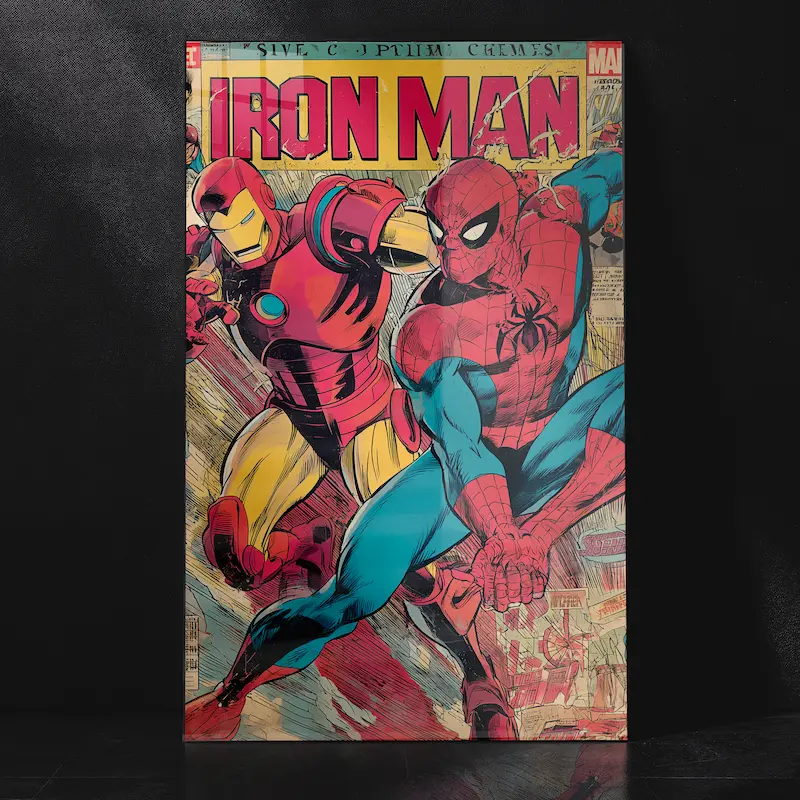 Iron Man x Spider-Man Comic Art Metal Poster