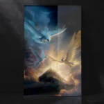 Legendary Pokémon Birds Clash – Articuno, Zapdos & Moltres Epic Battle Metal Poster